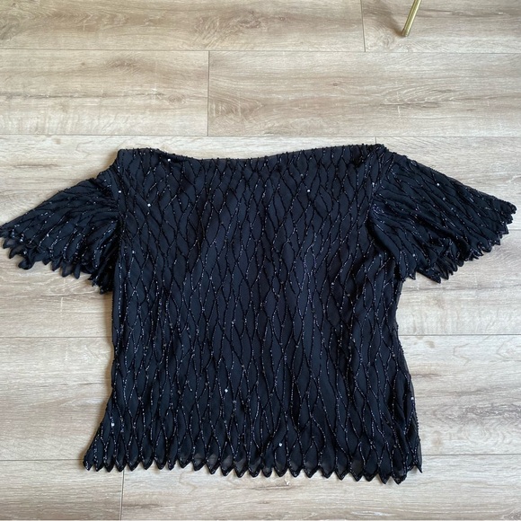 Vintage JMD New York Beaded shirt top intricately beaded off the shoulder shirt - Picture 2 of 9